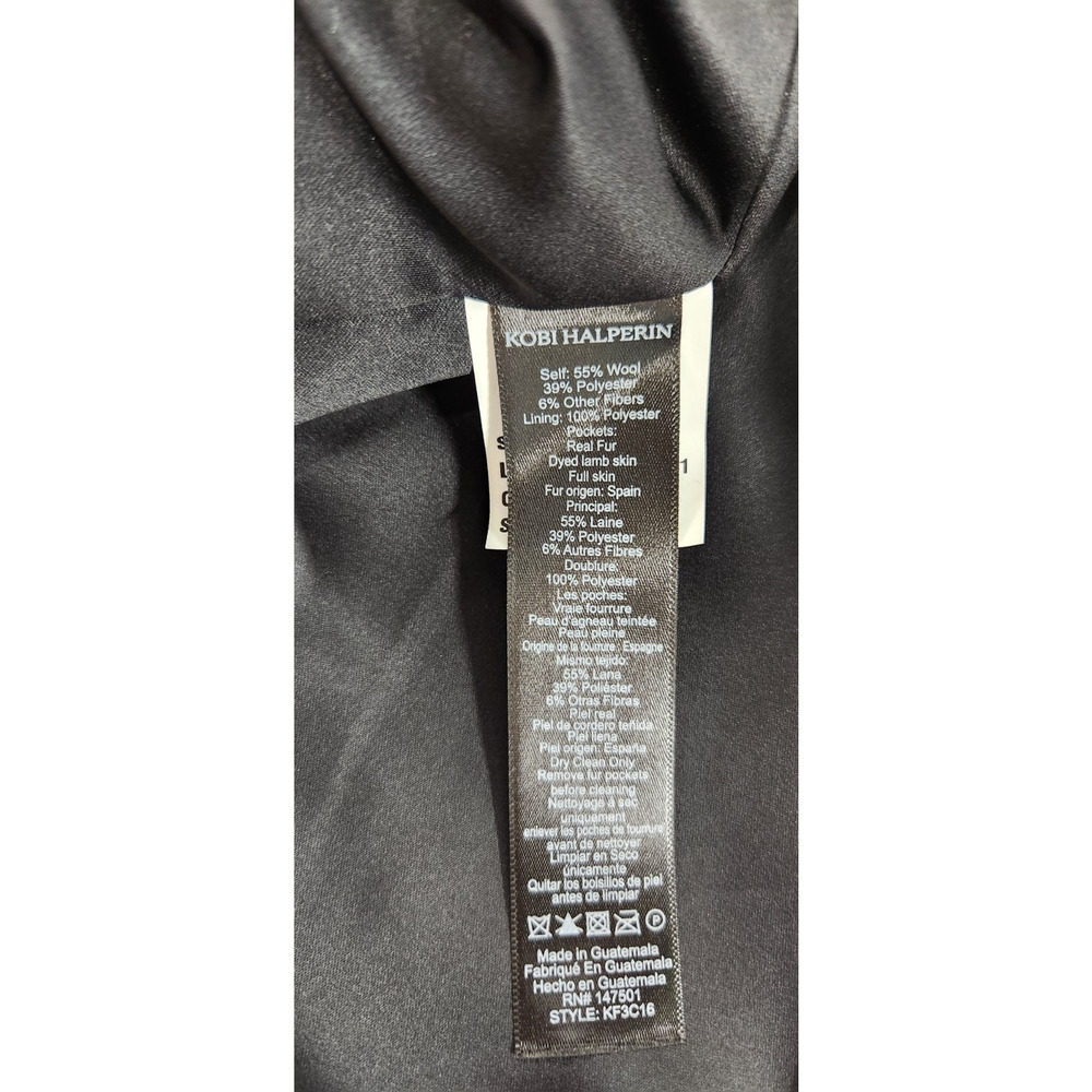 Kobi Halperin Women's Channing Genuine Shearling Trim Black Wool Blend Coat, Sm - Picture 13 of 15